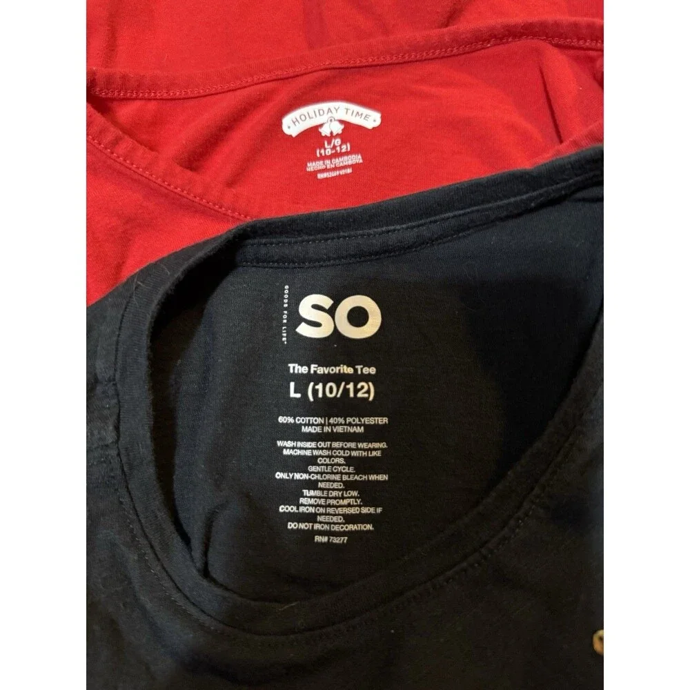 SO And Holiday Time Girls Shirt Lot L 10/12 Christmas Graphic Long Sleeve - Picture 6 of 8